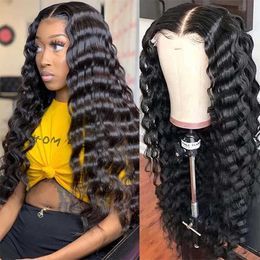 Wig front lace wig water wave split black long curly hair synthetic Fibre headband 230818