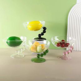 Plates Creative Salad Fruit Bowl Transparent Glass Bowls For Home European Breakfast Oat Dessert Plate Table Decor Jewellery Storage Tray