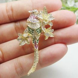 Brooches Beautiful Multi-color Long-tailed Bird Zircon Crystal Woman's Brooch Pin Gifts