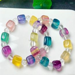Bangle Natural Freeform Fluorite Cube Bracelet Handmade Crystal Quartz Jewellery Stretch Children Birthday Gift 1pcs 12MM