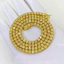 Factory Direct Gra Rare Yellow Gold Moissanite Tennis Chain 925 Silver White Gold 5mm 6.5mm Tennis Bracelet Necklace