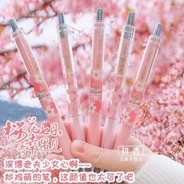 Lovely Cherry Blossom Girls Pink Gel Pen Set 0.5mm Ballpoint Black Color Ink For Writing Office School Supplies