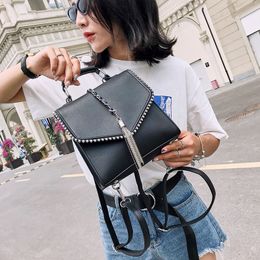 School Bags Fashion Leather Backpacks for Teenage Girls Bolsa Feminina Mochila Small Ear Women Backpack Tassel Shoulder 230817