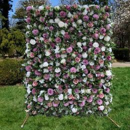 Decorative Flowers 3D Artificial Flower Wall Panels Background Wedding With White Pink Green Roses And Big Peonies Holiday Party Decorations