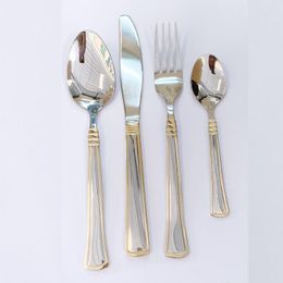 Dinnerware Sets Stainless Steel Tableware Set Golden Knife Fork And Spoon Western Eco Friendly Products Wedding Decoration Gift