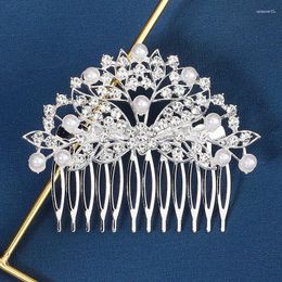 Hair Clips Shining Pearl Crystal Pins Combs Wedding Bridal Rhinestone Hairpins Women Silver Colour Headwear Party Accessories