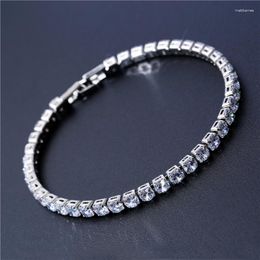 Link Bracelets 5 PCS4/5mm Cubic Zirconia Tennis Bracelet Iced Out Chain For Men Gold Colour Silver Jewellery