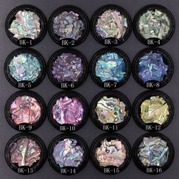 Nail Art Decorations 16Jars 3D Irregular Abalone Seashell Slices Shell Piece Colourful Manicure Flakes 230816