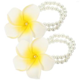 Charm Bracelets Apparel Pearl Wrist Chain Women Jewellery Artificial Plumeria Bracelet Hawaiian Costume Accessory