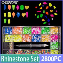 Nail Art Decorations 2800PC Box 21 Grids s FlatBack Crystal Mixed Size Sparkling Set With 1 Pen For 230816