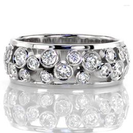 Wedding Rings VAGZEB Trendy Bands Women Hollow Out Round CZ Design Fancy Finger Ring Female Stylish Accessories Party Jewellery