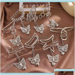 Headbands Jewelry1Pc Retro Metal Goth Butterfly Clip Love Pendant Claws Barrettes Hair Jaw Grip Jewellery Styling Tools Drop Delivery 20 Dhzer