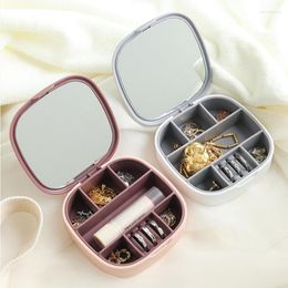 Jewelry Pouches Travel Portable Necklace Earring Ring Jewellery Lipstick Organiser With Mirror For Women