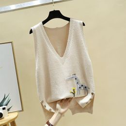 Women's Sweaters Spring And Autumn Fashion V-neck Sweater Vest Female Japanese Loose Sleeveless Knitted Pullover Casual