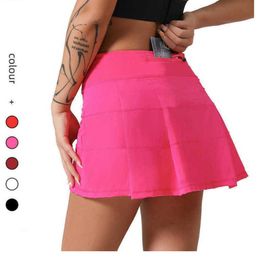 Pleated Tennis Skirt Women Gym Clothes Sports Shorts Female Running Fitness Dance Yoga Underwear Beach Biker Sunscreen design lemons