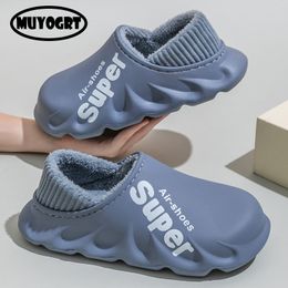 Slippers Winter Slippers Men Shoes Waterproof Warm Sneaker Slippers Women Non-Slip Indoor Plush Home Footwear Outdoor Platform Shoes Man 230817