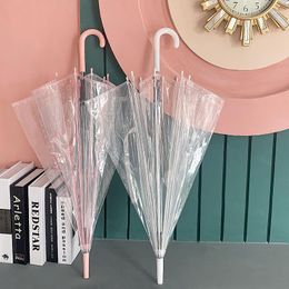 Umbrellas Automatic Transparent Umbrella Student Children Long Handle Straight Rod Environmental