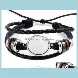 Charm Bracelets Fashion Diy Mti Layer Leather Bracelet Bangle Blank Base Fit 20Mm Round Po Glass Cabochon Setting Bezel Tray Tklmd Dro Dh1Ve