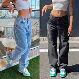 Women's Jeans FallWinter 2022 New Y2K Style Black and Blue Baggy Jeans For Women Fashion Denim Wide Leg Pants Casual Female Clothing XSXL J230818