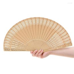 Decorative Figurines Wood Folding Fan Pocket Beautiful Chinese Engraved Hand Portable Openwork Vintage Style For Home Decor Wedding Favors