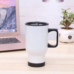 15oz Blank Sublimation Travel Mug with Handgrip and Lid Double Wall Insulated Vacuum Cup Stainless Steel Tumbler FY5643
