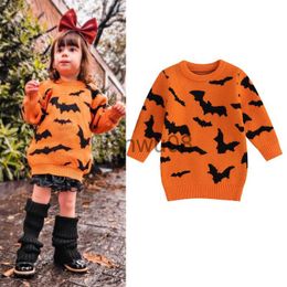 Pullover FOCUSNORM 37Y Halloween Kids Girls Autumn Winter Sweater Dress Long Sleeve Pattern Knitted Pullover Long Outwear x0818