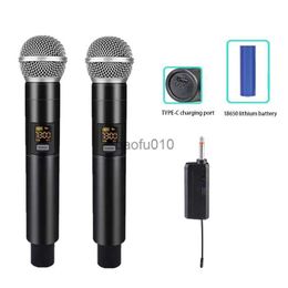 Microphones Wireless Microphone Professional Transmitter and Receiver System Universal Handheld Mic with Karaoke Business Meeting Microphone HKD230818