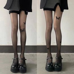 Women Socks Butterfly Flocking Printed Pantyhose Wholesale Invisible Layer Thin Transparent Sexy Anti-Silk Imported Arbitrary Cut