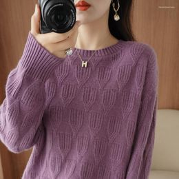 Women's Sweaters Autumn Winter 2023 O-Neck Thicken Pullover Women Pure Wool Sweater Coat Tops Female Loose Large Size Knitted Jumper