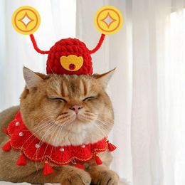 Cat Costumes Rich Celebration Headwear Red Pet Happy Year Greeting God Of Wealth Hat Lucky Cats Dog Christmas Funny Po