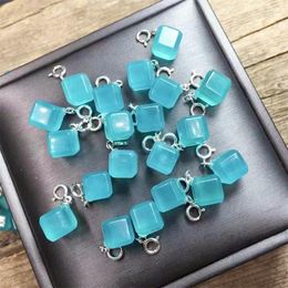 Strand Natural Amazonite Cube Pendant Jewelry For Women Man Healing Crystal Beads Energy Stone Reiki Gemstone 1PCS