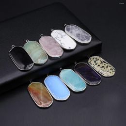 Pendant Necklaces Natural Clear Quartz Hexagon Plating Silver Turquoise Charm For Making DIY Jewellery Necklace 22x43mm