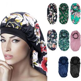 Berets Factory Direct Sales Long Tail Silk Sleep Cap Beauty Hairdressing Home Hat Cross-Border Arrival Women's Hair Care Shower