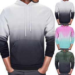 Men's Hoodies Men Fleece Warm Gradient Color Mens Sweatshirt Fashion Streetwear Casual Loose Breathable Pullovers Brand Hoody