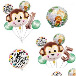 Party Decoration 1Set Cartoon Animal Brown Monkey Air Helium Balloon Zoo Safari Farm Theme Birthday Decorations Kids Baby Shower Toy D Dhrh0