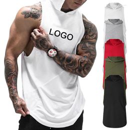 Men's Polos Men Cotton Polyester Hooded Tight Tank Top Sleeveless Gym Tops 2023 Plus Size