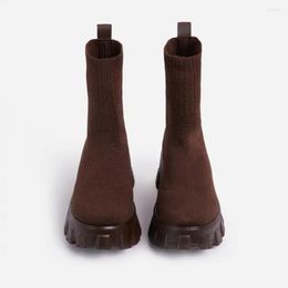 Boots European Style Autumn Winter Mid Tube Socks Thick Bottom Knitting Foot Cover Woman Platform Shoes For Women