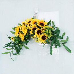 Decorative Flowers Sunflower Floral Wreath Party Home Decoration For Wedding Arch Front Door Wall Decor