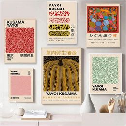 Paintings Yayoi Kusama Abstract Posters And Prints Picture Collection Nordic Gallery Wall Art Canvas Painting For Modern Living Room D Dhawa