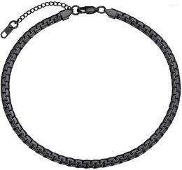 Chains 4MM 6MM Flat Box Necklaces Stainless Steel Chokers For Men Women Black Colour Jewellery Gifts