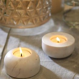 Candle Holders Natural Marble Pillar Holder Tea Light Votive For Festival Party Table Decor-Two Sided Available