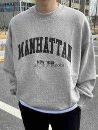 Men's Hoodies Sweatshirts Manhattan New York Art Word Design Male Clothing Casual Autumn Winter Sweatshirts Cotton Street Hoody Crewneck Man Pullover J230821