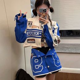 Womens Jackets Fashion Embroidery Oversize Baseball Jacket Women Vintage Racing Suit Hiphop Coat Bomber Casual Tops 230818