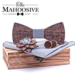 Neck Ties Formal Clasic Grey Tie for Men wedding wooden bow Tie Set Gift Hanky Cufflinks Set for Men Designer Fashion Silk Ties 230818