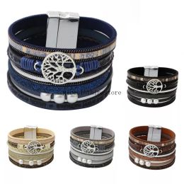 PU Leather Bracelet Women's Pearl Life Tree Bracelet Fashion Accessories