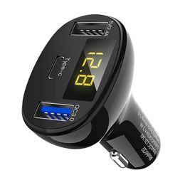 Other Interior Accessories 3 In 1 Type-C Usb C Qc3.0 Qc2.0 Fast Quick Car Charger Voltmeter Battery Capacity Indicator 5V 12V 24V 2. Dhpdy