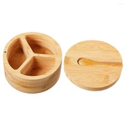 Dinnerware Sets 1 Set Of Bamboo Divided Box Sugar Lid Seasoning Kitchen Container With