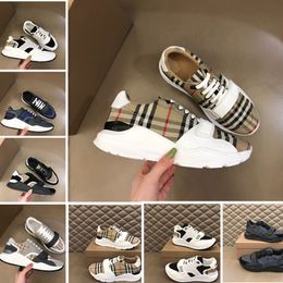 Paris designer Casual sneakers Shoes Leather classic plaid training Berry Mesh cloth Square Cheque stripe Stripe Shoes Fashion training men thick-soled Colour strip