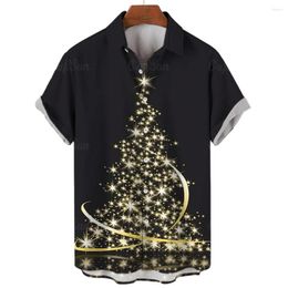 Men's Casual Shirts Christmas Tree Printed Shirts&Blouses Fashion Selling Oversized Clothing High Quality Short Sleeve Hawaiian