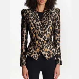 B1017 Leopard Print Jacket For Women's High-end French Light Luxury Goddess Style Slim Fitting Short Blazer Top